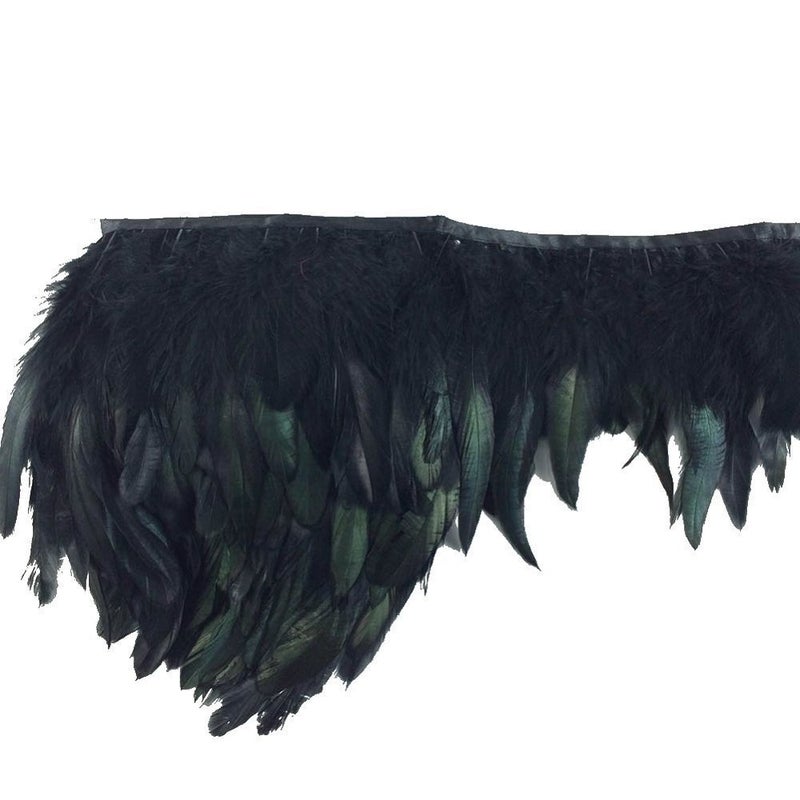 KOLIGHT Pack of 2 Yards Natural Rooster Hackle Feather Trim Fringe 5-7" in Width DIY Decoration (Black) - Image 4